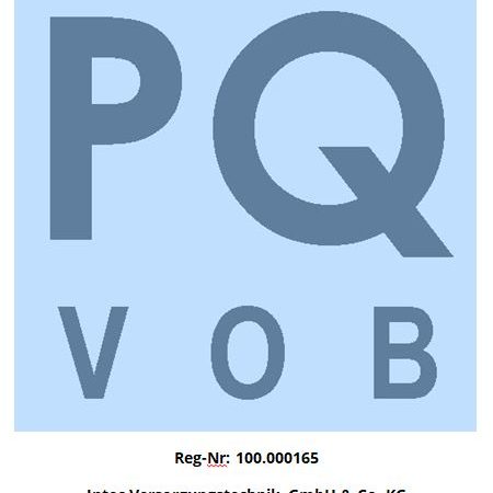 PQ Präqualifizierung Intec Versorgungstechnik Neubrandenburg mit Registrier-Nummer
